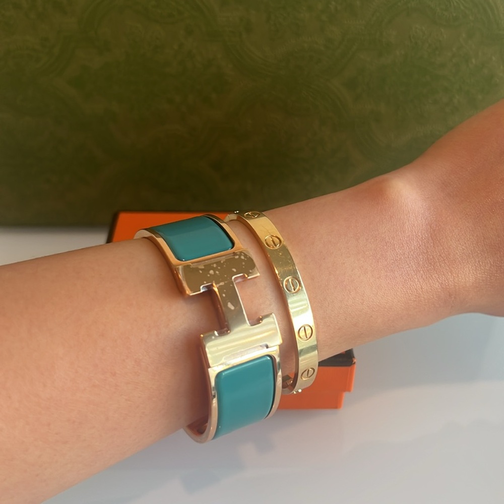 Hermès Clic Clac Bracelet in Bleu Canard PM